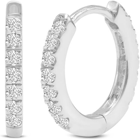 TimeLess Classics 0.25 Carat TW Double Sided Round Natural Diamond Ladies Huggies Hoop Earrings in 10K Gold in Saudi Arabia