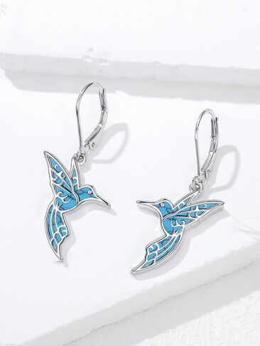 Hummingbird Earrings 925 Sterling Silver Turquoise/Abalone Shell Bird Earrings Dangle Hummingbird Jewelry Gifts for Women Hummingbirds Lovers in Saudi Arabia