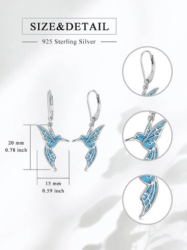 Hummingbird Earrings 925 Sterling Silver Turquoise/Abalone Shell Bird Earrings Dangle Hummingbird Jewelry Gifts for Women Hummingbirds Lovers in Saudi Arabia
