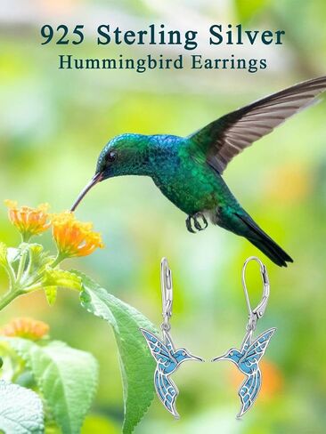 Hummingbird Earrings 925 Sterling Silver Turquoise/Abalone Shell Bird Earrings Dangle Hummingbird Jewelry Gifts for Women Hummingbirds Lovers in Saudi Arabia