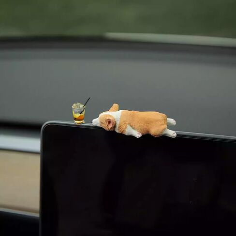 Cute Car Dashboard Accessories - Funny Corgi and Lemon Tea Decor Car Rear View Mirror Accessories for Women Girls Dashboard Home Garden Decorations in Kuwait