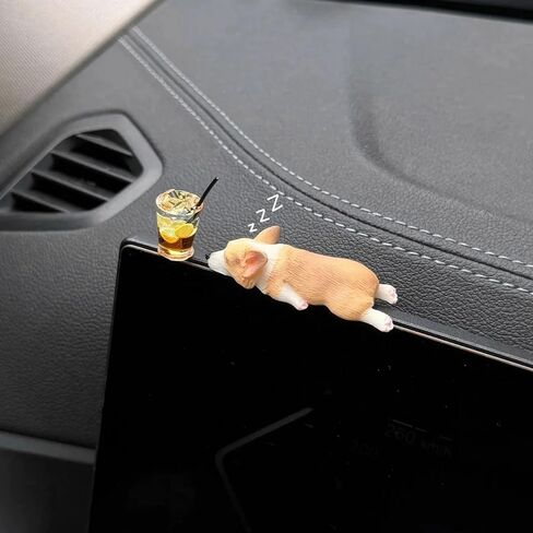 Cute Car Dashboard Accessories - Funny Corgi and Lemon Tea Decor Car Rear View Mirror Accessories for Women Girls Dashboard Home Garden Decorations in Kuwait