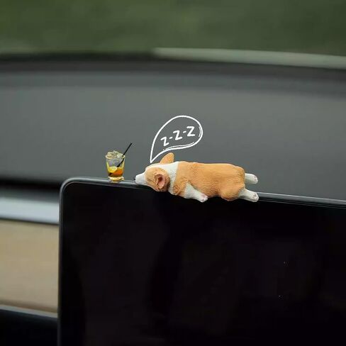 Cute Car Dashboard Accessories - Funny Corgi and Lemon Tea Decor Car Rear View Mirror Accessories for Women Girls Dashboard Home Garden Decorations in Kuwait