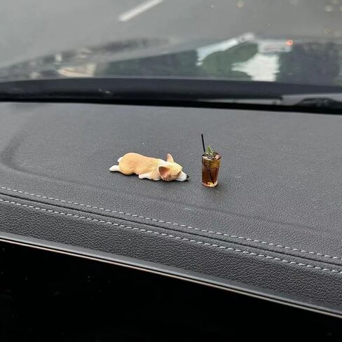 Cute Car Dashboard Accessories - Funny Corgi and Lemon Tea Decor Car Rear View Mirror Accessories for Women Girls Dashboard Home Garden Decorations in Kuwait