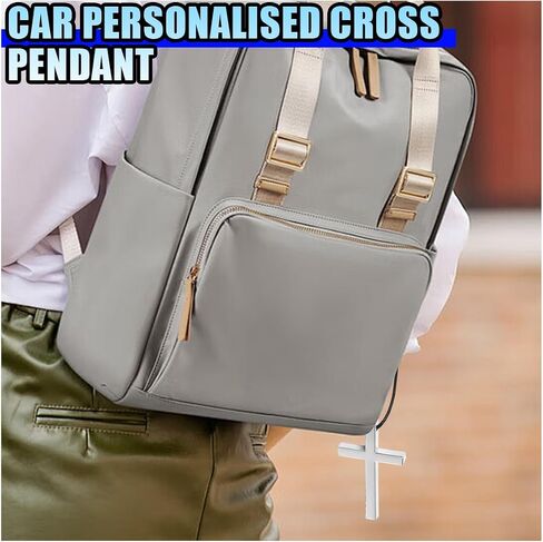 Cross Pendant Rear View Mirror Accessories, Metal Car Hanging Ornament, Cute Rear View Mirror Charm, Cross Car Hanging Accessories for Cars, Trucks, Home Decoration (Black) in Saudi Arabia