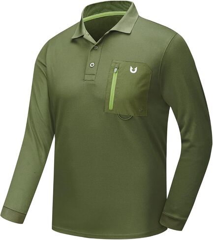Men's Long Sleeve Polo Shirts Golf Quick Dry Casual Fishing UPF 50+ Shirt with Pocket in Saudi Arabia
