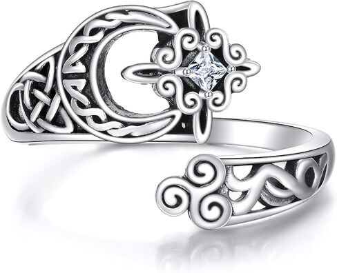 MONGAS Spoon Rings for Women Sterling Silver Horseshoe Witches Knot Filigree Open Adjustable Thumb Rings Horseshoe Witches Knot Filigree Jewelry Gifts for Women in Saudi Arabia