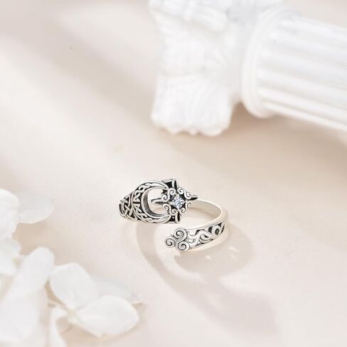 MONGAS Spoon Rings for Women Sterling Silver Horseshoe Witches Knot Filigree Open Adjustable Thumb Rings Horseshoe Witches Knot Filigree Jewelry Gifts for Women in Saudi Arabia