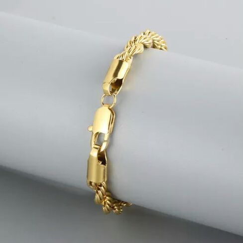 Gold Stainless Steel Rope Chain Bracelet Women Mens Twist Chain 18K Gold Plated in Saudi Arabia