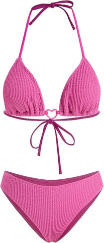 CIDER X Polly Pocket - Womens Pink Triangle Bikini Set Heart Detail Swimsuit Bathing Suit in Saudi Arabia