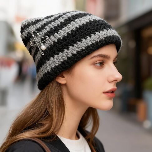 قبعة صغيرة على شكل أذن قطة من الكروشيه طراز Y2K مع إكسسوارات ذاتية الصنع قبعة منسوجة على شكل قوطي للنساء والفتيات in Kuwait