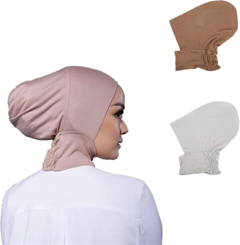 2 قطع لينة مشروط الحجاب الداخلي قبعات مسلم تمتد قبعة عمامة الإسلامية مطاطا underscarf بونيه رباط رأس قبعة Turbante in Kuwait