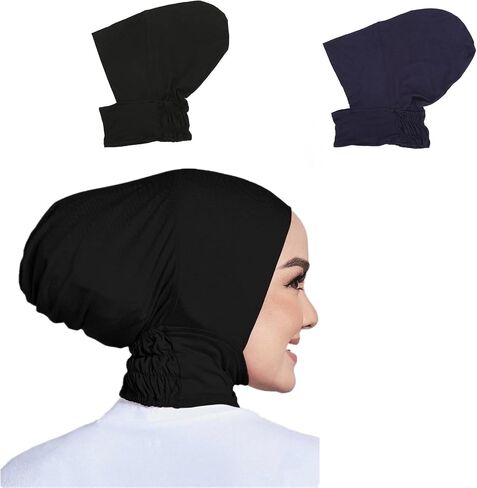 2 قطع لينة مشروط الحجاب الداخلي قبعات مسلم تمتد قبعة عمامة الإسلامية مطاطا underscarf بونيه رباط رأس قبعة Turbante in Kuwait