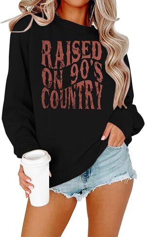 Qlipin رفعت في تسعينيات من القرن الماضي قميص من النوع الثقيل: TOPS Country Concert Tops 90s Music Shirt Vintage Graphic Long Sleeve Pullover in Saudi Arabia