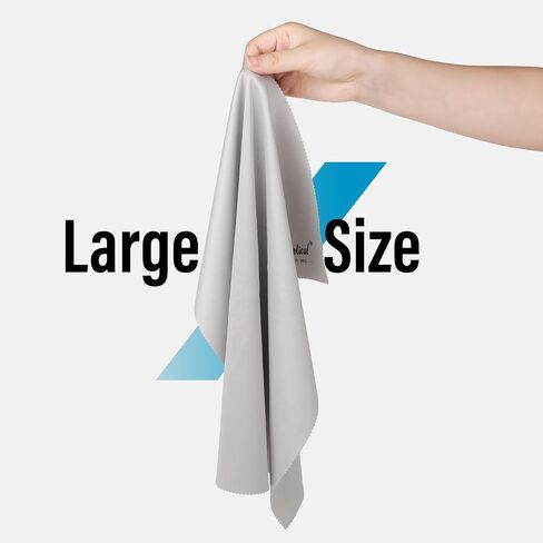 2 Park 16''x16'' قطعة قماش تنظيف كبيرة الحجم من الألياف الدقيقة مقاس 40×40 سم للنظارات والمجوهرات وشاشات الإلكترونيات وقابلة للغسل وعدسة الكاميرا (رمادي قطعتان) in Kuwait