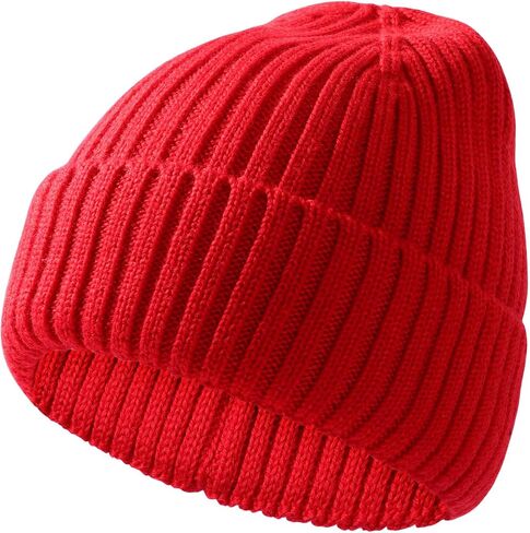 Kids Wool Beanie Hat Toddler Warm Winter Knit Caps Cuffed Beanies Skull Cap for 7-14 Years Old Boys in Kuwait