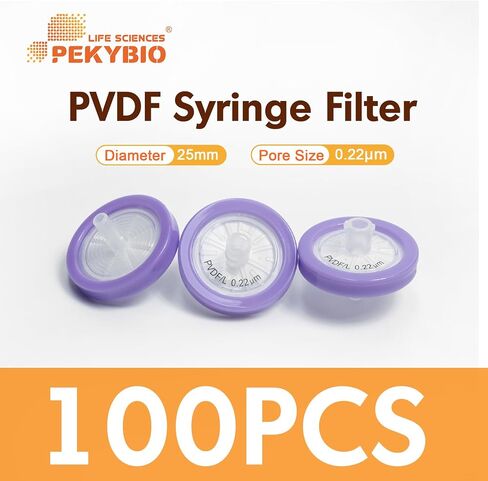 مرشح حقنة PVDF ماء الترشيح 0.22μm حجم المسام، قطر الغشاء 25 مم للمختبر، حزمة من 100، غير معقمة in Saudi Arabia