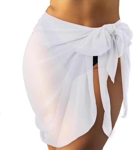 غطاء ملابس السباحة Geyoga مقاس كبير للنساء بدلة استحمام Sarong من الشيفون على الشاطئ، تنورة بيكيني لتغطية in Saudi Arabia
