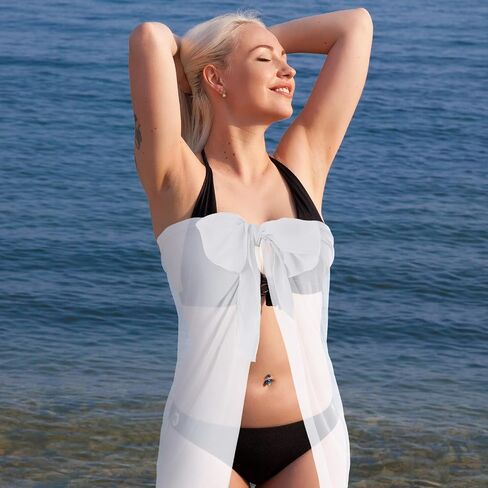 غطاء ملابس السباحة Geyoga مقاس كبير للنساء بدلة استحمام Sarong من الشيفون على الشاطئ، تنورة بيكيني لتغطية in Saudi Arabia