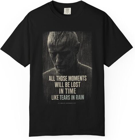 قميص Blade Runner Roy Batty Tears in Rain - تي شيرت كلاسيكي لفيلم الخيال العلمي - تي شيرت Rutger Hauer Quote - ملابس الشارع Cyberpunk in Saudi Arabia