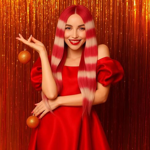 Fish Wigs Halloween Fish Costume Anime Funny Character Cosplay 26 Inches Rose Red and White Gradient Long Wigs Heat Resistant for Halloween Dress up Party Accessories in Saudi Arabia