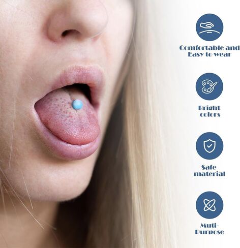 Healifty 20pcs Colorful Ball Tongue Rings Stainless Steel Barbell Tongue Straight Ring Retainer(mixed Color) in Saudi Arabia