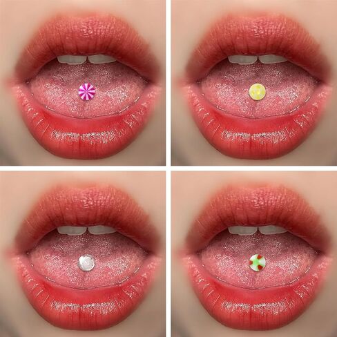 Healifty 20pcs Colorful Ball Tongue Rings Stainless Steel Barbell Tongue Straight Ring Retainer(mixed Color) in Saudi Arabia