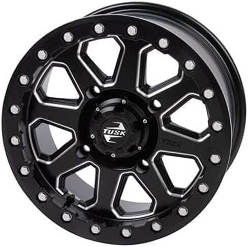 Tusk Set of 32x10-15 Tusk TERRABITE Heavy Duty 8-Ply Radial UTV Tires on UINTA Beadlock Wheels - Compatible with POLARIS applications 4/156 bolt pattern with Lug Nut (4+3 Wheel Offset, Milled Black) in Saudi Arabia