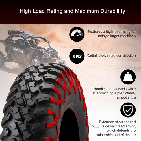 Tusk Set of 32x10-15 Tusk TERRABITE Heavy Duty 8-Ply Radial UTV Tires on UINTA Beadlock Wheels - Compatible with POLARIS applications 4/156 bolt pattern with Lug Nut (4+3 Wheel Offset, Milled Black) in Saudi Arabia