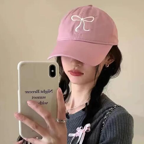 Coquette Baseball Hat Bow Baseball Cap Ponytail Hat for Women Cute Distressed Cap Funny Trucker Hats in Kuwait