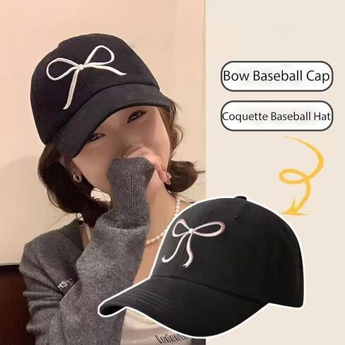 Coquette Baseball Hat Bow Baseball Cap Ponytail Hat for Women Cute Distressed Cap Funny Trucker Hats in Kuwait