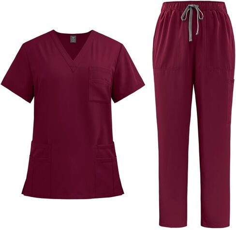 Scrubs for Women and Men Unisex set Classic fit Top & Slim Jogging Pants Soft Fabric Nursing Homes(Top+Jogger Pants) in Saudi Arabia