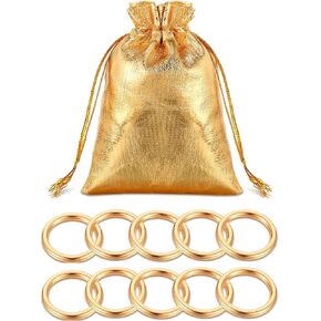 11 Pcs Power Gold Rings Metal Gold Game Figure Display Dream Catcher Rings with Gold Drawstring Organza Bags