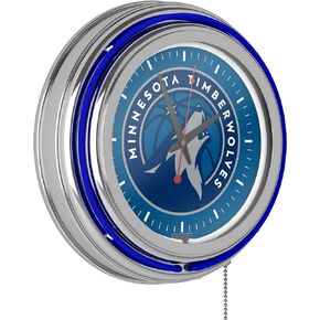 Minnesota Timberwolves NBA Chrome Double Ring Neon Clock