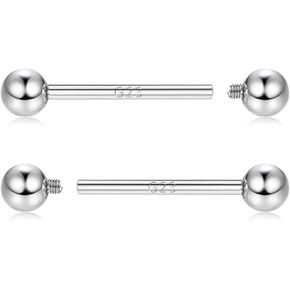 FIASASO 14G Nipple Rings G23 Titanium Nipple Barbells Nipple Piercings Tongue Rings CZ Straight Nipple Bar for Women Men Nipple Piercing Jewelry 12mm 14mm 16mm 18mm