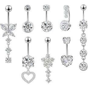 LEE&RO Belly Button Ring Dangle Belly Piercing Belly Rings 14G Belly Rings Surgical Steel Cute Belly Ring Navel Rings