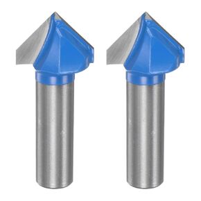 2pcs Router Bits 1" Dia 1/2" Shank 90 Degree V Type End Mill Carbide for Woodworking Carpentry Engraving Edge Trimmer Cutter Tools