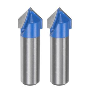 2pcs Router Bits 5/8" Dia 1/2" Shank 90 Degree V Type End Mill Carbide for Woodworking Carpentry Engraving Edge Trimmer Cutter Tools
