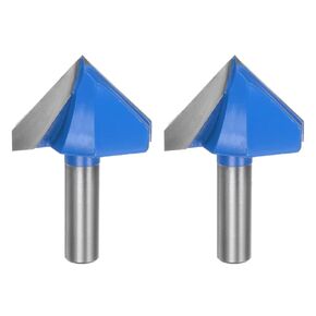 2pcs Router Bits 2" Dia 1/2" Shank 90 Degree V Type End Mill Carbide for Woodworking Carpentry Engraving Edge Trimmer Cutter Tools