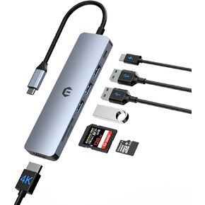 7-in-1 USB C Hub, Docking Station Multiport Adapter with HDMI, 100W PD Charging Port, 3 USB 3.0 Ports, SD/TF Dock for Typ C Laptop