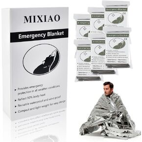 Emergency Foil Thermal Blanket (Pack of 6), Survival Blankets Perfect for Outdoors, Hiking, Survival, Marathons or First Aid