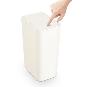 TrashAid Bathroom Trash Can, 2.6 Gallon / 10 Liter Small Garbage Can with Press Top Lid, Plastic Wastebasket with Pop-up Lid for Toilet, Office, Bedroom, Living Room, Black