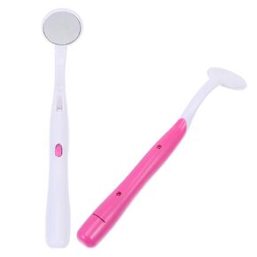 EXCEART Plaque Mirror Lights Mechanic Tools 2 Pieces Anti- fog LED Dental Mirror Magnifying Mouth Handle Dental Tools Mouth Inspection Mirror Mechanic Tools Mirrors Oral LED Mirror