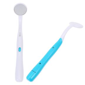 EXCEART لوحة أضواء مرآة أدوات ميكانيكي 2 قطعة مكافحة الضباب LED مرآة الأسنان مكبرة الفم مقبض أدوات طب الأسنان مرآة فحص الفم أدوات ميكانيكي مرايا مرآة LED الفم