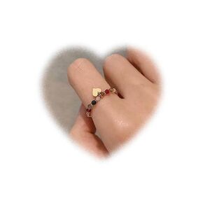Boho Crystal Bead Stretch Ring Beaded Stackable Ring Gemstone Bead Elastic Finger Ring Rainbow Bead Elastic Ring Handmade Stacking Ring Jewelry for Women and Girls Gifts (Style:A)