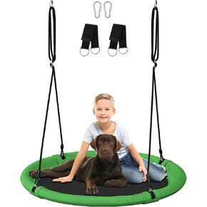 60" Retangular Tree Swing for Kids & Adults, Adjustable Platform Swing with Hanging Straps, 700lbs Capacity, Waterproof Giant Swings for Backyard Outdoor & Indoor Use, Green & Black in Saudi Arabia