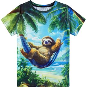 Boys Girls Hawaiian T-Shirt 3D Print Short Sleeve Novelty Crewneck Tee Size 6-14