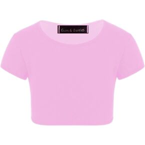 Kids Girls Neon Fluorescent Plain Short Sleeve Crop Tops T-Shirt Tee Top Dance Wear Gymnastic Fancy Dress Age 3-14 Years