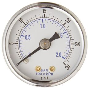 PIC Gauges 102D-158I Center Back Mount Dry Pressure Gauge w/ Black Steel Case, Brass Internals, Chrome Bezel, Plastic Lens, 1.5" Dial, 0/400 psi Range, 1/8" Male NPT