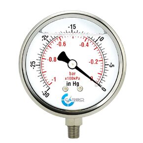 4" Pressure Gauge, Stainless Steel Case, Chrome Plated Brass Connection, Liquid Filled, 0-4000 psi/kPa, Lower Mount 1/4" NPT